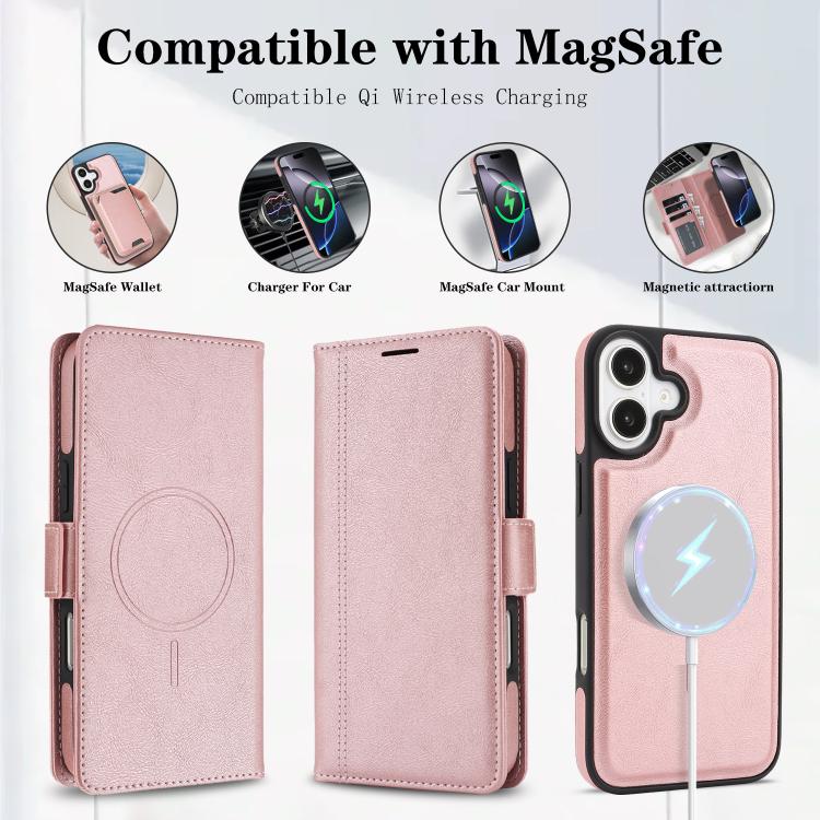 For iPhone 17 Kalebol Strong Magnetic MagSafe Ring 2 In 1 Split Leather Phone Case