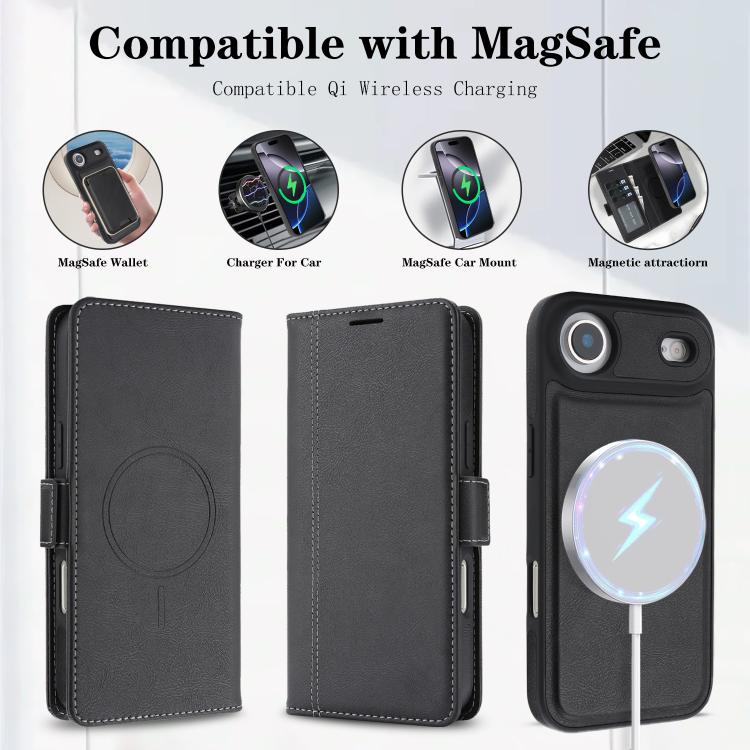 For iPhone Air Kalebol Strong Magnetic MagSafe Ring 2 In 1 Split Leather Phone Case