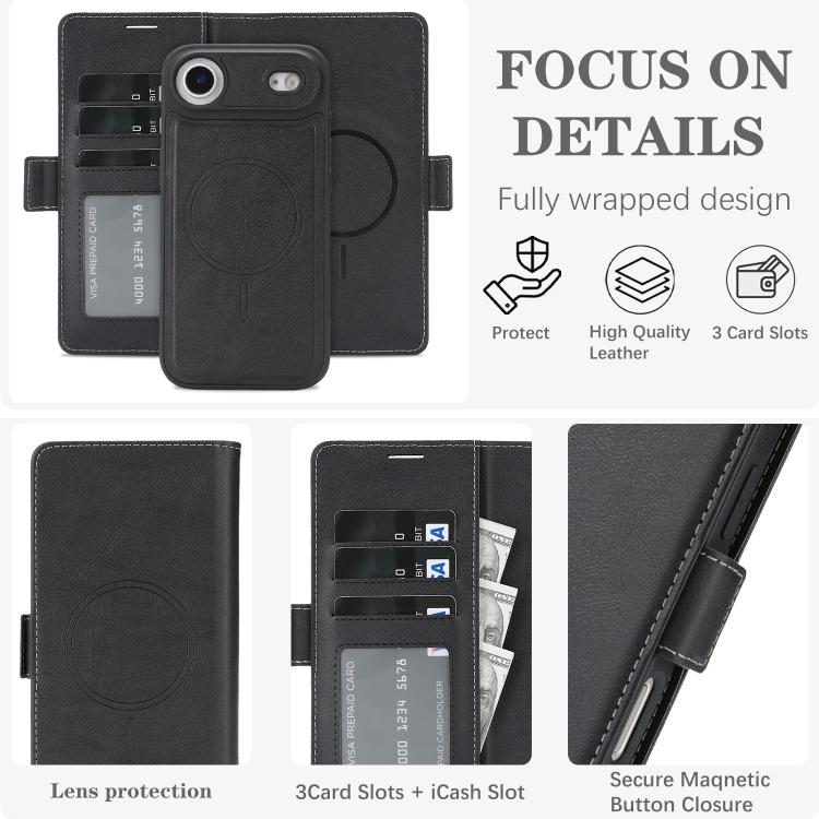 For iPhone Air Kalebol Strong Magnetic MagSafe Ring 2 In 1 Split Leather Phone Case
