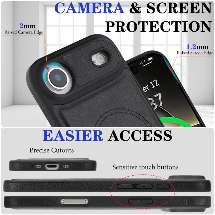 For iPhone Air Kalebol Strong Magnetic MagSafe Ring 2 In 1 Split Leather Phone Case