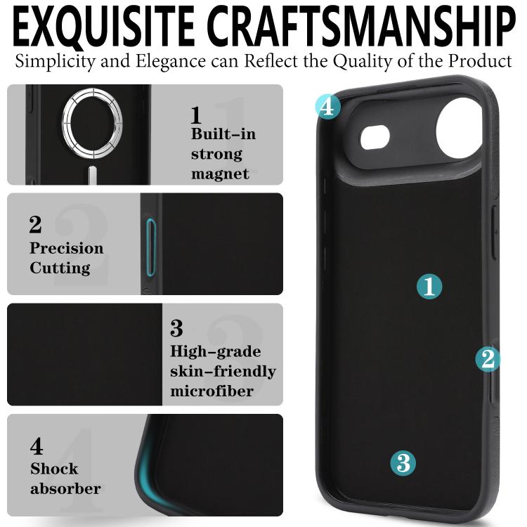 For iPhone Air Kalebol Strong Magnetic MagSafe Ring 2 In 1 Split Leather Phone Case