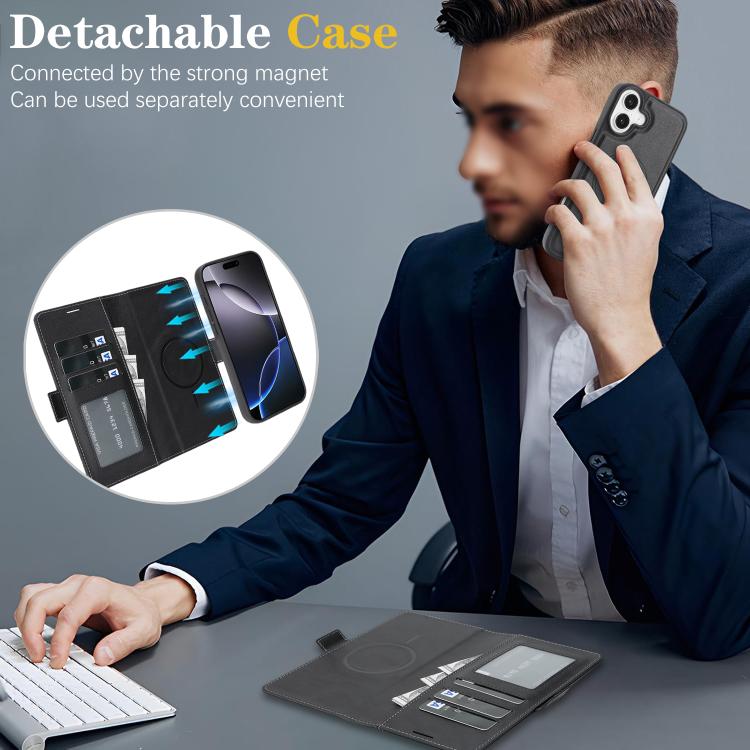 For iPhone Air Kalebol Strong Magnetic MagSafe Ring 2 In 1 Split Leather Phone Case