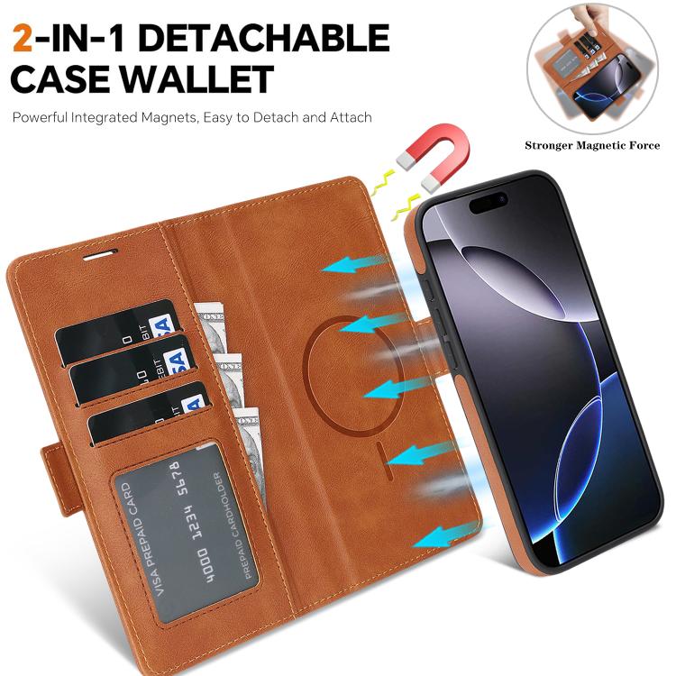 For iPhone Air Kalebol Strong Magnetic MagSafe Ring 2 In 1 Split Leather Phone Case