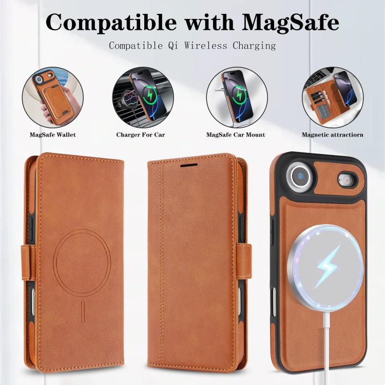 For iPhone Air Kalebol Strong Magnetic MagSafe Ring 2 In 1 Split Leather Phone Case