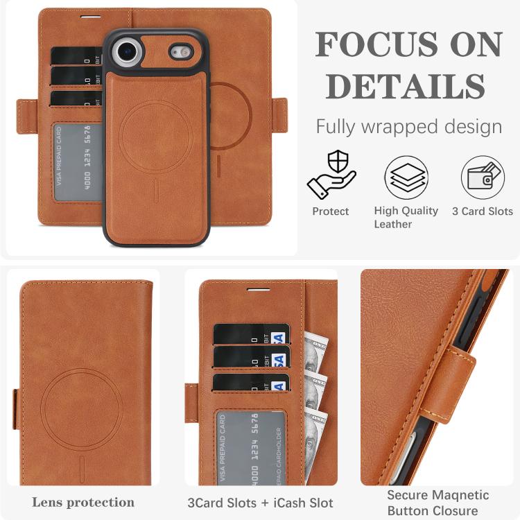 For iPhone Air Kalebol Strong Magnetic MagSafe Ring 2 In 1 Split Leather Phone Case