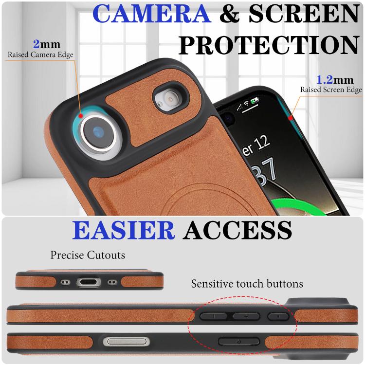 For iPhone Air Kalebol Strong Magnetic MagSafe Ring 2 In 1 Split Leather Phone Case