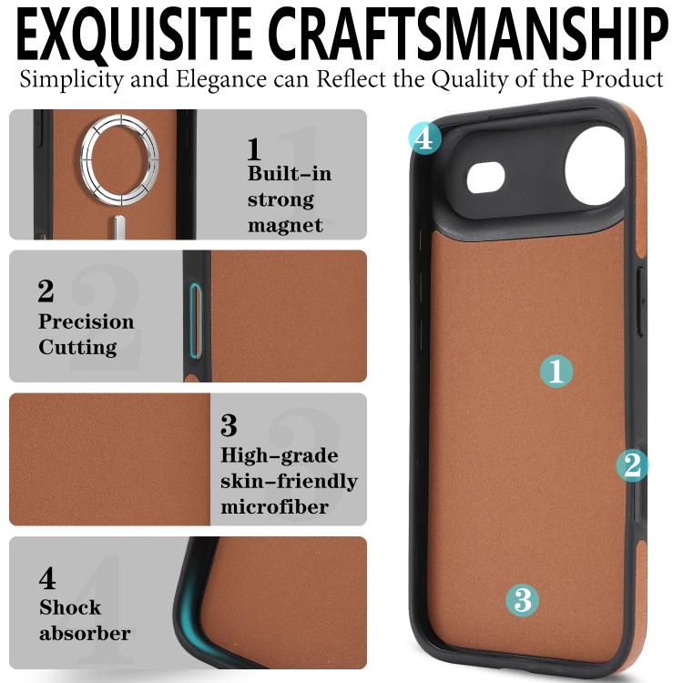 For iPhone Air Kalebol Strong Magnetic MagSafe Ring 2 In 1 Split Leather Phone Case