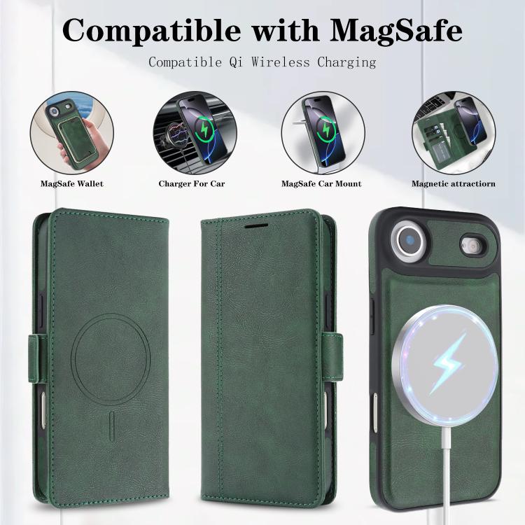 For iPhone Air Kalebol Strong Magnetic MagSafe Ring 2 In 1 Split Leather Phone Case