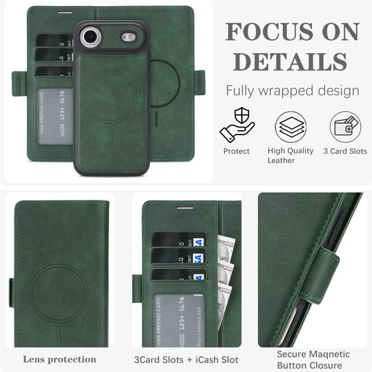 For iPhone Air Kalebol Strong Magnetic MagSafe Ring 2 In 1 Split Leather Phone Case