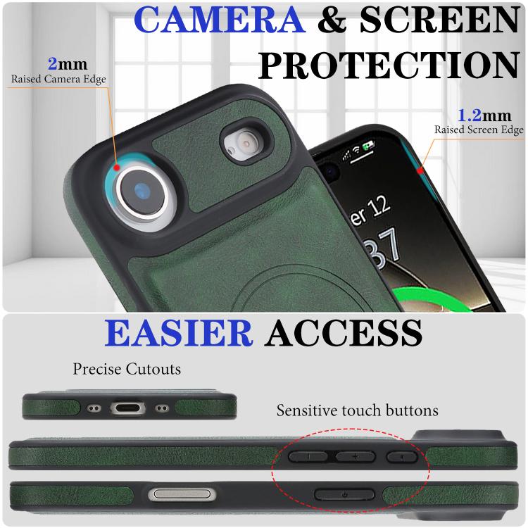 For iPhone Air Kalebol Strong Magnetic MagSafe Ring 2 In 1 Split Leather Phone Case