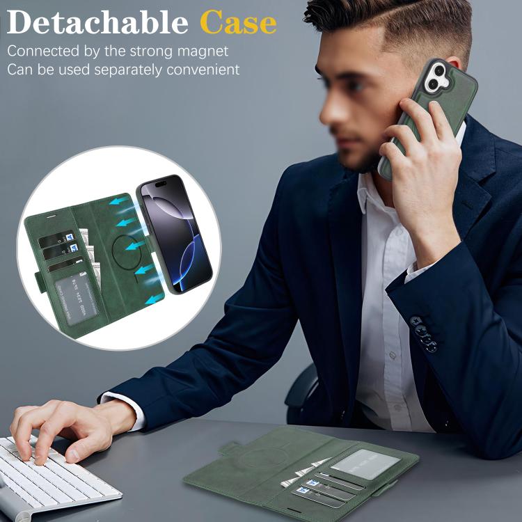 For iPhone Air Kalebol Strong Magnetic MagSafe Ring 2 In 1 Split Leather Phone Case
