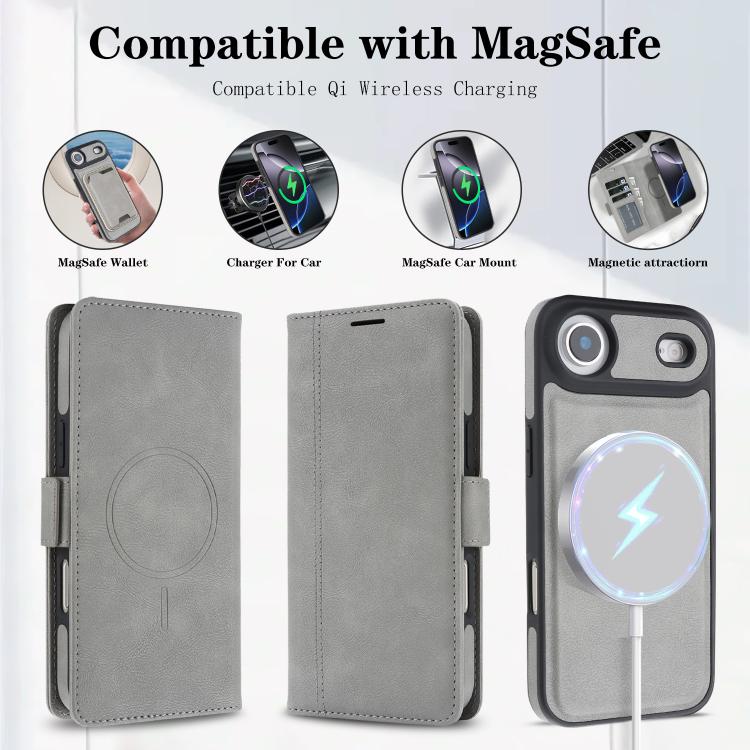 For iPhone Air Kalebol Strong Magnetic MagSafe Ring 2 In 1 Split Leather Phone Case