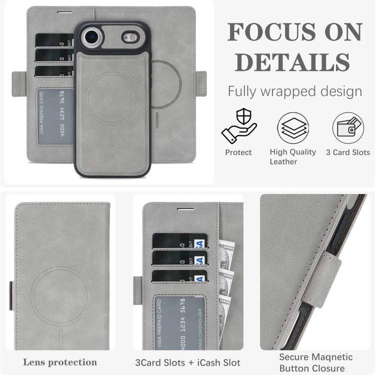 For iPhone Air Kalebol Strong Magnetic MagSafe Ring 2 In 1 Split Leather Phone Case
