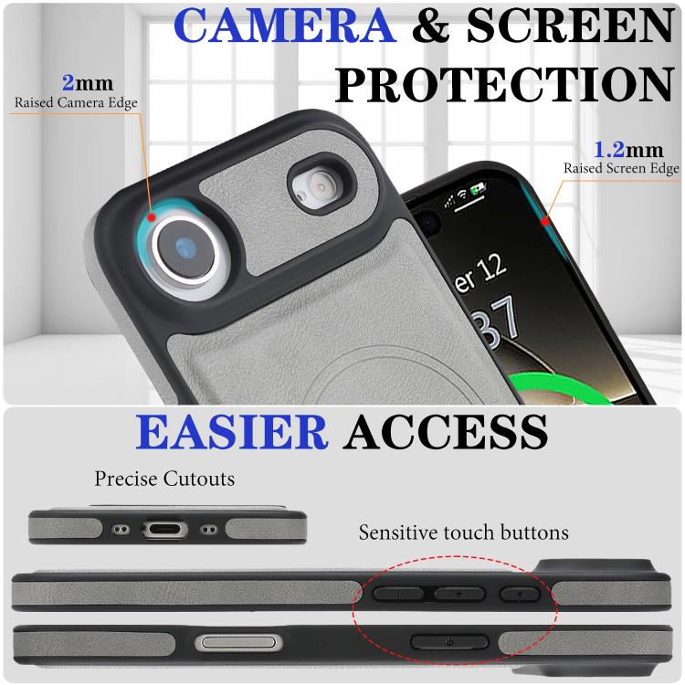 For iPhone Air Kalebol Strong Magnetic MagSafe Ring 2 In 1 Split Leather Phone Case