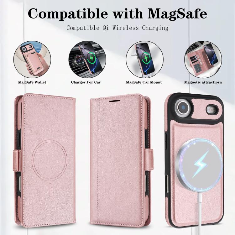 For iPhone Air Kalebol Strong Magnetic MagSafe Ring 2 In 1 Split Leather Phone Case