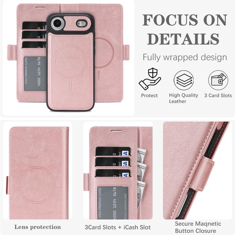 For iPhone Air Kalebol Strong Magnetic MagSafe Ring 2 In 1 Split Leather Phone Case