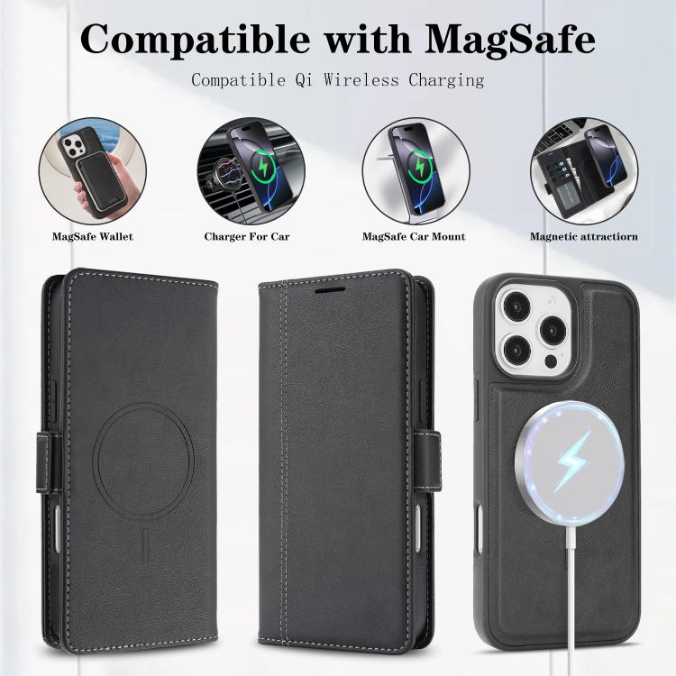 For iPhone 16 Pro Max Kalebol Strong Magnetic MagSafe Ring 2 In 1 Split Leather Phone Case