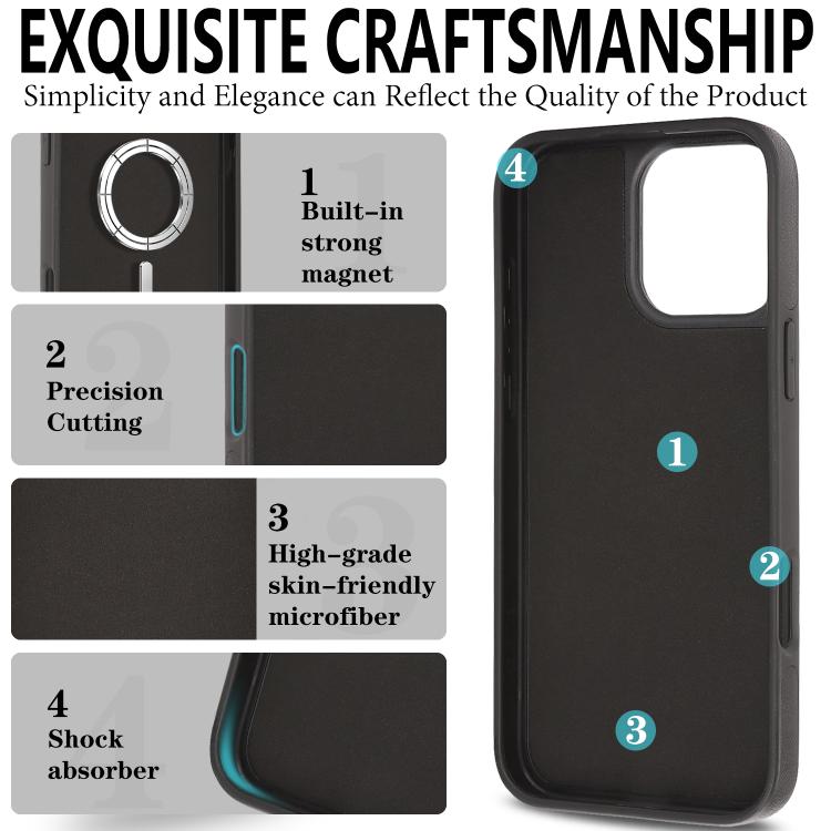 For iPhone 16 Pro Max Kalebol Strong Magnetic MagSafe Ring 2 In 1 Split Leather Phone Case