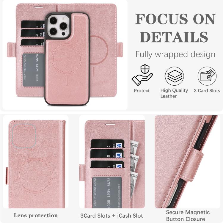For iPhone 16 Pro Max Kalebol Strong Magnetic MagSafe Ring 2 In 1 Split Leather Phone Case