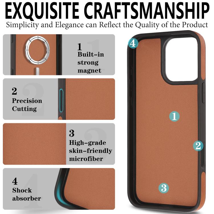 For iPhone 16 Pro Kalebol Strong Magnetic MagSafe Ring 2 In 1 Split Leather Phone Case