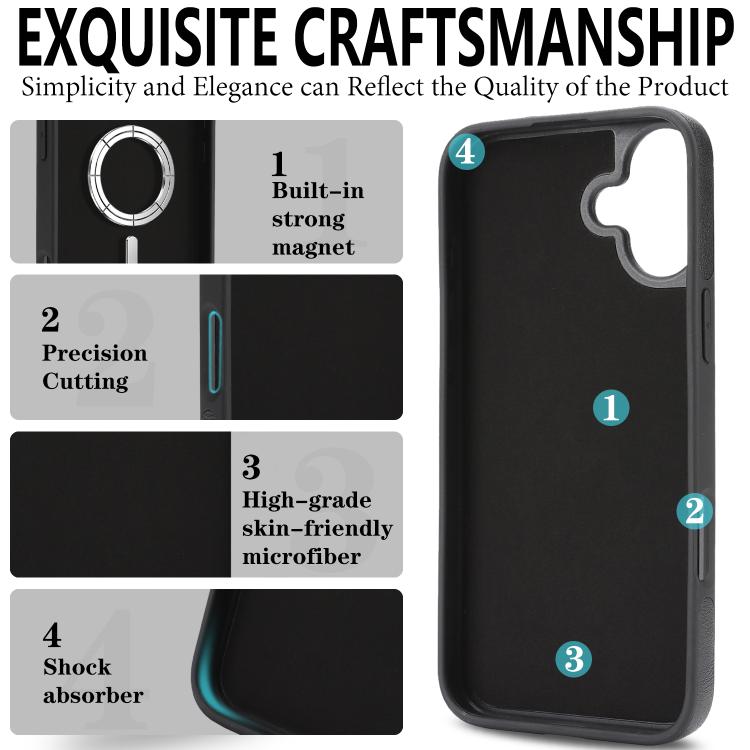 For iPhone 16 Kalebol Strong Magnetic MagSafe Ring 2 In 1 Split Leather Phone Case