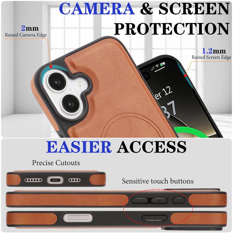 For iPhone 16 Kalebol Strong Magnetic MagSafe Ring 2 In 1 Split Leather Phone Case