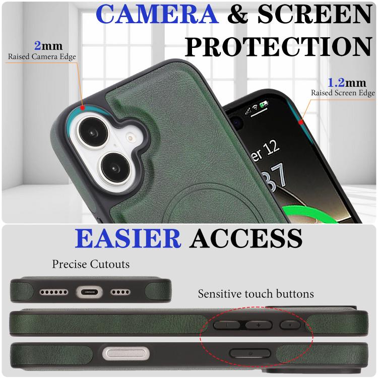 For iPhone 16 Kalebol Strong Magnetic MagSafe Ring 2 In 1 Split Leather Phone Case