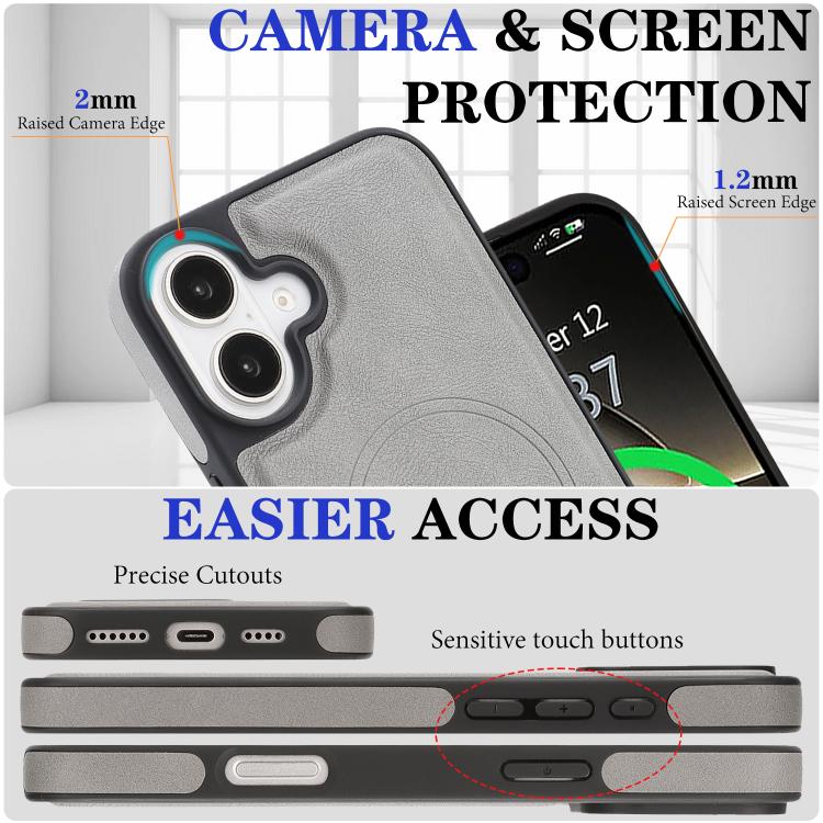 For iPhone 16 Kalebol Strong Magnetic MagSafe Ring 2 In 1 Split Leather Phone Case