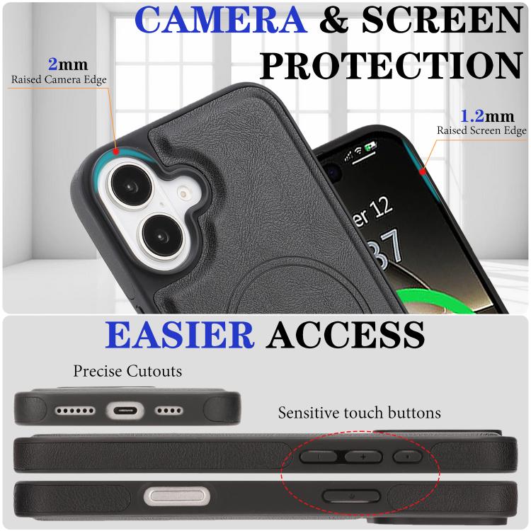 For iPhone 16 Plus Kalebol Strong Magnetic MagSafe Ring 2 In 1 Split Leather Phone Case