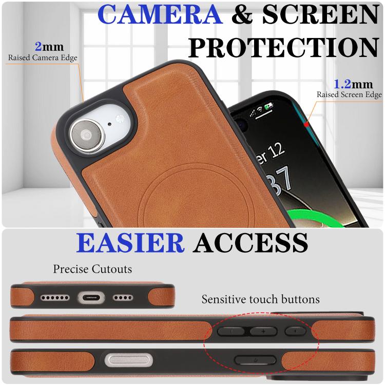 For iPhone 17e / 16e Kalebol Strong Magnetic MagSafe Ring 2 In 1 Split Leather Phone Case