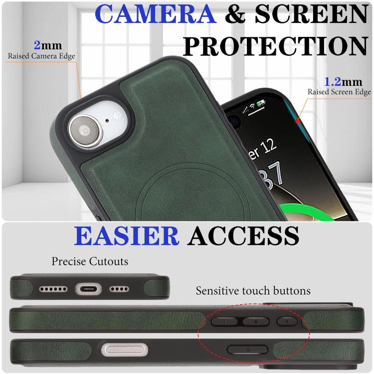 For iPhone 17e / 16e Kalebol Strong Magnetic MagSafe Ring 2 In 1 Split Leather Phone Case