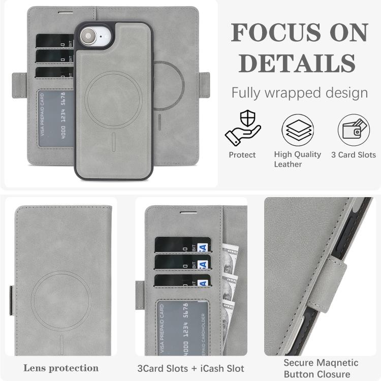 For iPhone 17e / 16e Kalebol Strong Magnetic MagSafe Ring 2 In 1 Split Leather Phone Case