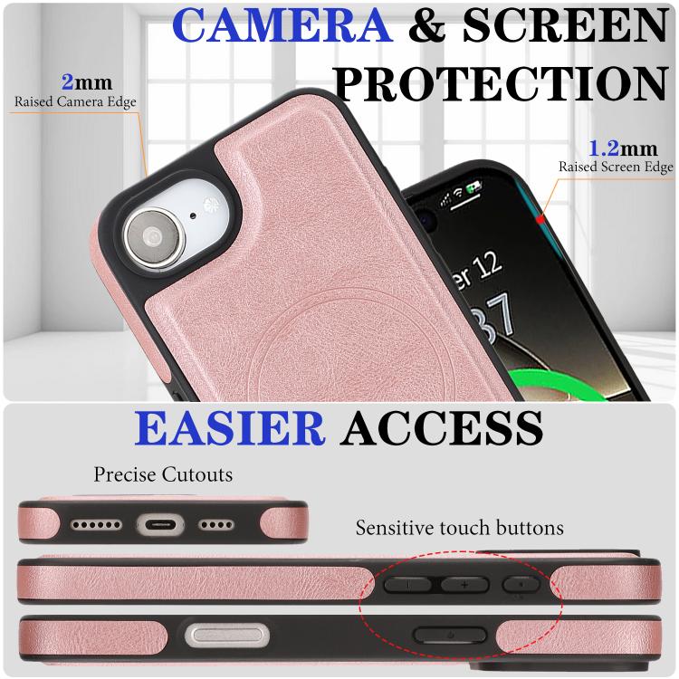 For iPhone 17e / 16e Kalebol Strong Magnetic MagSafe Ring 2 In 1 Split Leather Phone Case