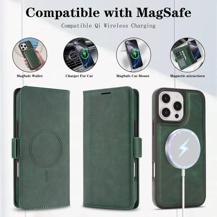 For iPhone 15 Pro Max Kalebol Strong Magnetic MagSafe Ring 2 In 1 Split Leather Phone Case