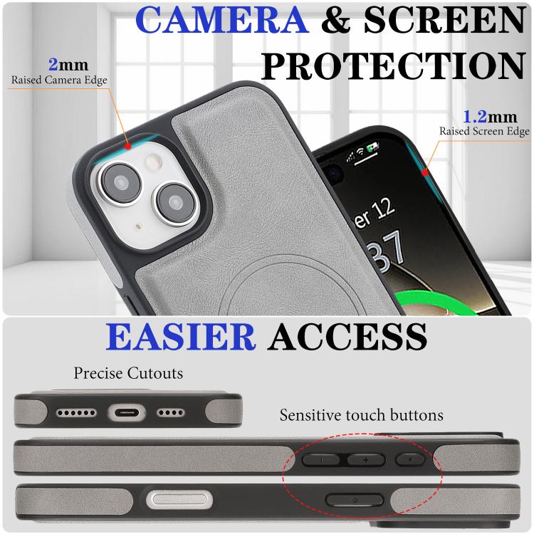 For iPhone 15 Plus Kalebol Strong Magnetic MagSafe Ring 2 In 1 Split Leather Phone Case