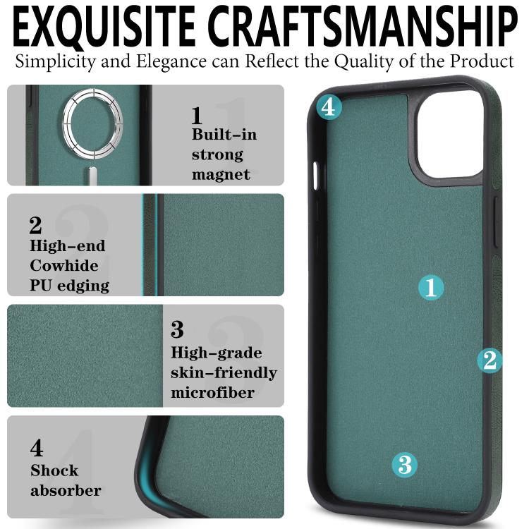 For iPhone 15 Kalebol Strong Magnetic MagSafe Ring 2 In 1 Split Leather Phone Case