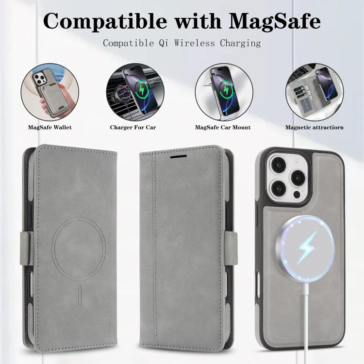 For iPhone 14 Pro Kalebol Strong Magnetic MagSafe Ring 2 In 1 Split Leather Phone Case