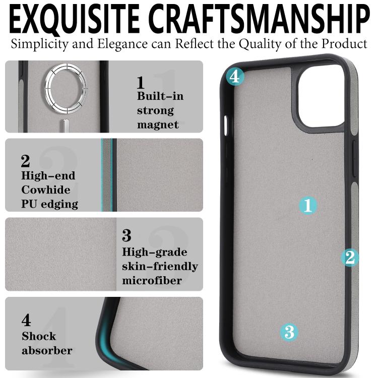For iPhone 14 Plus Kalebol Strong Magnetic MagSafe Ring 2 In 1 Split Leather Phone Case