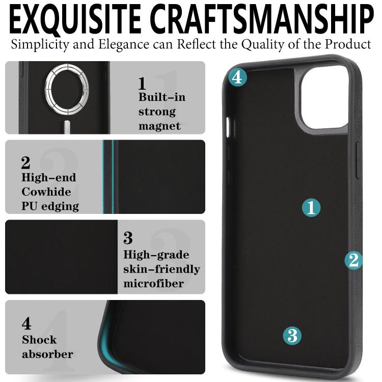 For iPhone 14 Kalebol Strong Magnetic MagSafe Ring 2 In 1 Split Leather Phone Case
