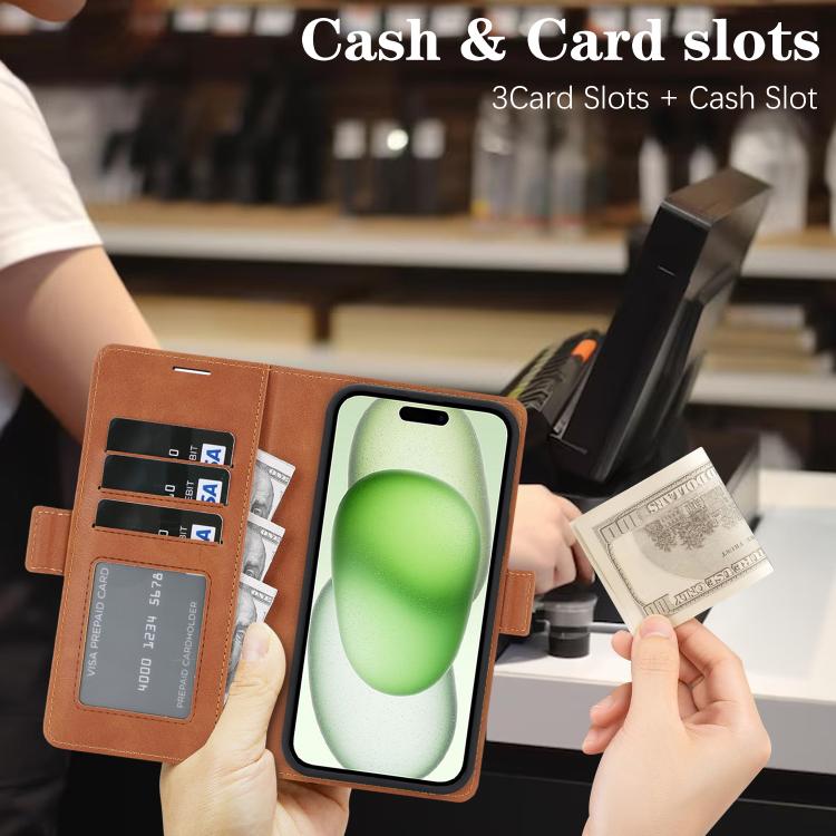 For iPhone 14 Kalebol Strong Magnetic MagSafe Ring 2 In 1 Split Leather Phone Case