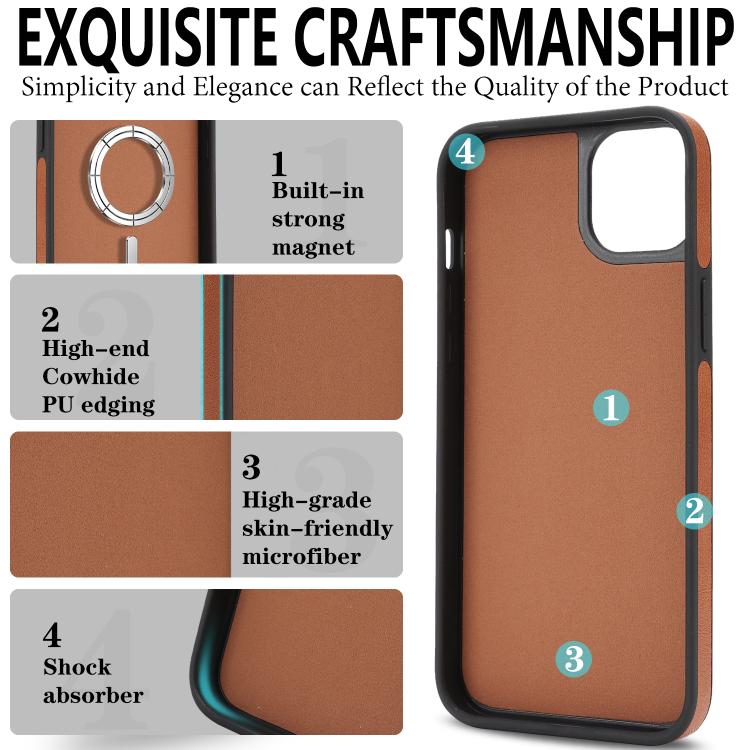 For iPhone 14 Kalebol Strong Magnetic MagSafe Ring 2 In 1 Split Leather Phone Case