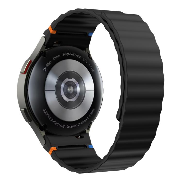 For Samsung Galaxy Watch 7 / 6 / 5 / 4 Wavy Grain Stitched Magnetic Silicone Watch Band