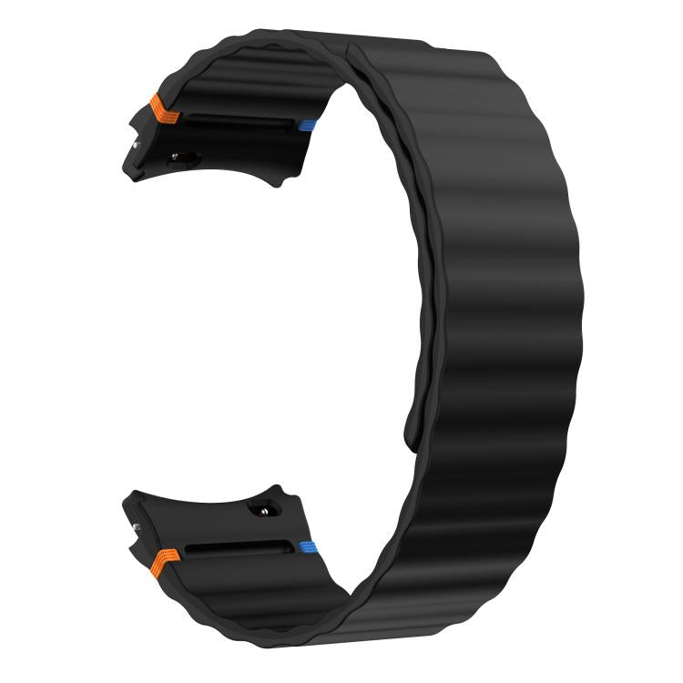 For Samsung Galaxy Watch 7 / 6 / 5 / 4 Wavy Grain Stitched Magnetic Silicone Watch Band