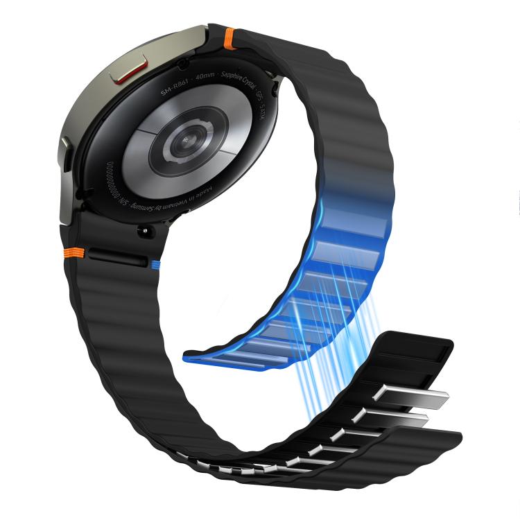 For Samsung Galaxy Watch 7 / 6 / 5 / 4 Wavy Grain Stitched Magnetic Silicone Watch Band