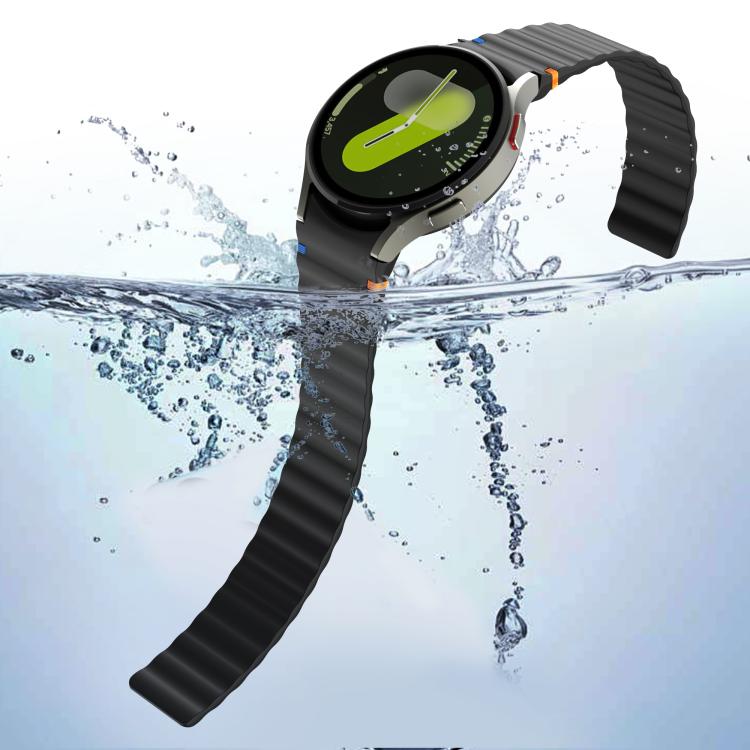 For Samsung Galaxy Watch 7 / 6 / 5 / 4 Wavy Grain Stitched Magnetic Silicone Watch Band