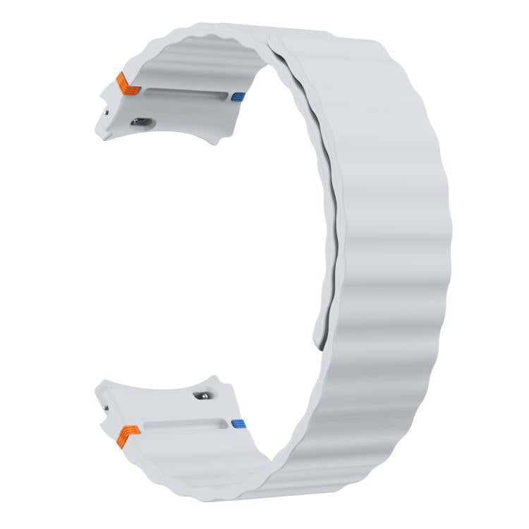 For Samsung Galaxy Watch 7 / 6 / 5 / 4 Wavy Grain Stitched Magnetic Silicone Watch Band