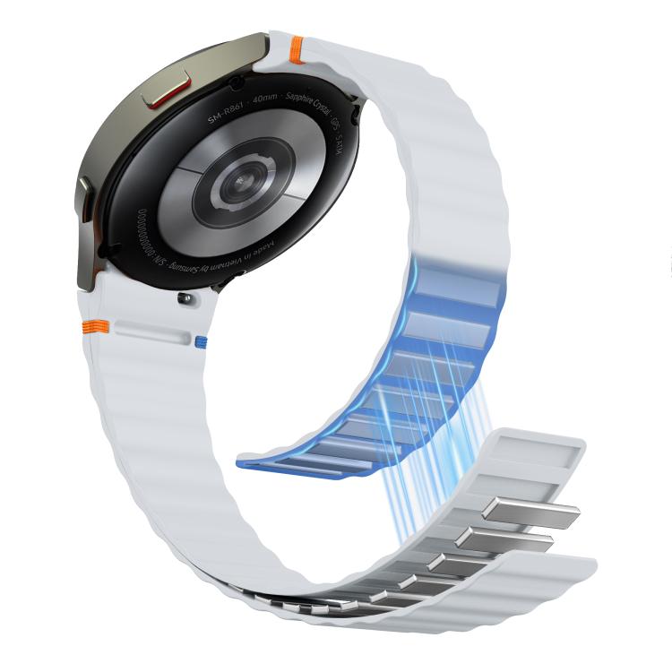 For Samsung Galaxy Watch 7 / 6 / 5 / 4 Wavy Grain Stitched Magnetic Silicone Watch Band