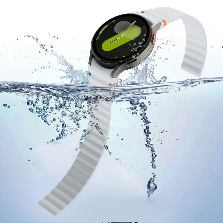 For Samsung Galaxy Watch 7 / 6 / 5 / 4 Wavy Grain Stitched Magnetic Silicone Watch Band