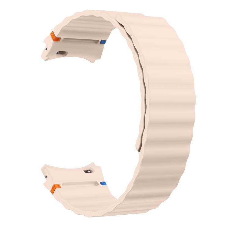 For Samsung Galaxy Watch 7 / 6 / 5 / 4 Wavy Grain Stitched Magnetic Silicone Watch Band
