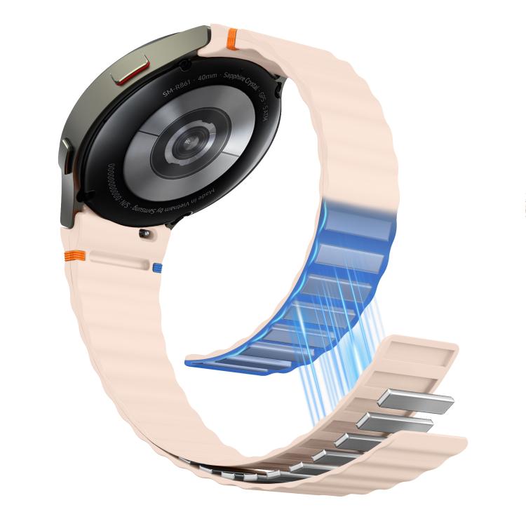 For Samsung Galaxy Watch 7 / 6 / 5 / 4 Wavy Grain Stitched Magnetic Silicone Watch Band